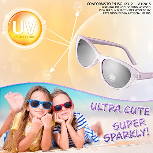 CityComfort Baseball Cap and Kids Sunglasses Set for Girls Glitter Sun Hat and UV Protection Girls Sunglasses Summer Accessories (Pink)