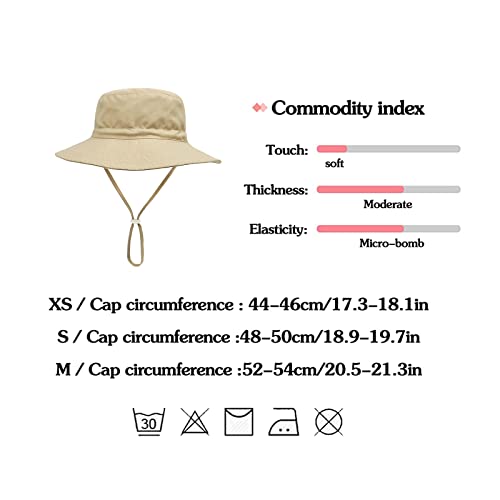 YANWANG Baby Kids Adjustable Bucket Sun Hat, UPF 50+ Sun Protection Beach Cap for Toddler Boys Girls(Khaki,3-8years)