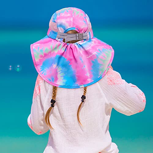 Basumee Adjustable Girls Sun Hat Foldable Beach Cap with Adjustable Chin Strap for Baby Toddler and Kids,Aged 2-9