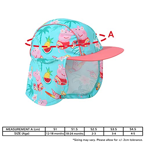 Peppa Pig Tropical Pattern Sun Hat, Girls, 2-5 Years, Multicoloured, Official Merchandise
