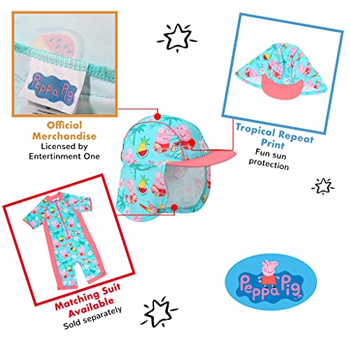 Peppa Pig Tropical Pattern Sun Hat, Girls, 2-5 Years, Multicoloured, Official Merchandise