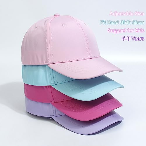 Cysocool Kids Ponytail Baseball Cap 3-8 Years Girls Butterfly Trucker Hat Anti UV Tennis Golf Visor Cap Child Summer Sun Protection Hat Peaked Snapback Cap Sports Running Cap Beach Cool Sun Hat