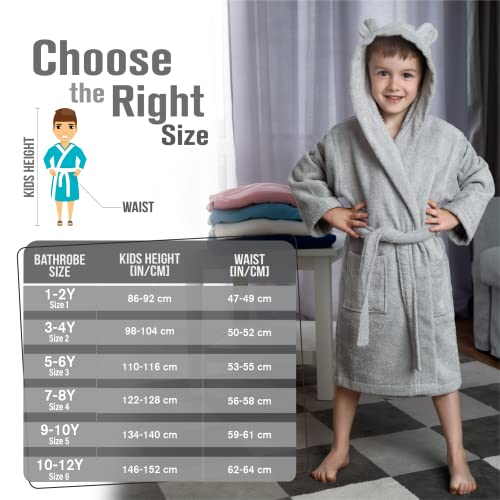 Twinzen Bathrobe Kids Dressing Gown Boys & Girls OEKO-TEX® - Belt, 2 Pockets, Hood with Ears Lila 5-6 Years
