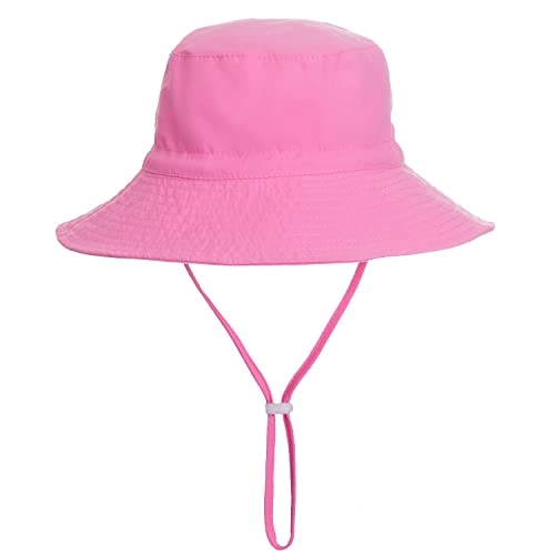 EMTSEB Baby Sun Hat Toddler Summer UPF 50+ Sun Protective Bucket Hat Wide Brim Beach Hats for Baby Boys Girls 0-6 Years (Hot Pink, 6-24 Months)