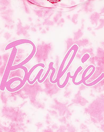 Barbie Girls Towel Poncho | Pink Tie Dye Wearable Bath Towel For Kids | Classic Logo Graphic Hooded Changing Robe | Short Sleeve Cosy Swimwear Beach Cover Up Merchandise Gift for Children