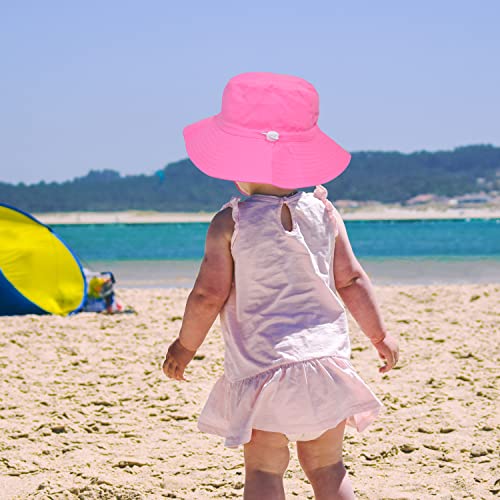 EMTSEB Baby Sun Hat Toddler Summer UPF 50+ Sun Protective Bucket Hat Wide Brim Beach Hats for Baby Boys Girls 0-6 Years (Hot Pink, 6-24 Months)
