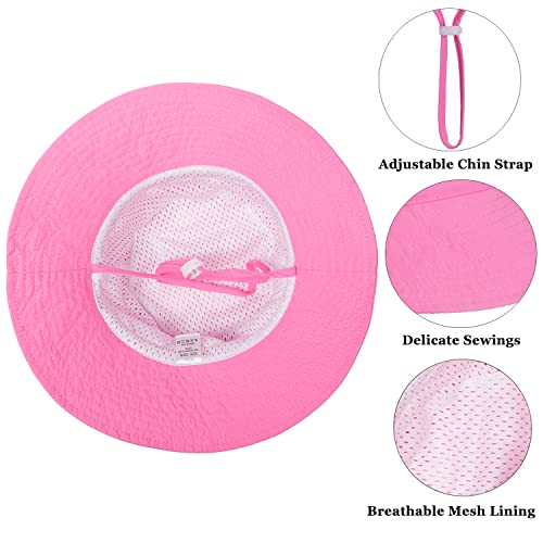 EMTSEB Baby Sun Hat Toddler Summer UPF 50+ Sun Protective Bucket Hat Wide Brim Beach Hats for Baby Boys Girls 0-6 Years (Hot Pink, 6-24 Months)