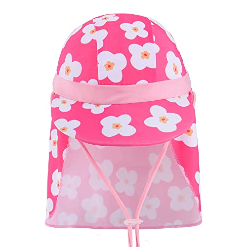 MK MATT KEELY Toddler Sun Hat Boys Girls Summer Neck Protection Legionnaires Hat with Adjustable Chin Straps for Age 1-10 Years Kids,Rose Red Flower