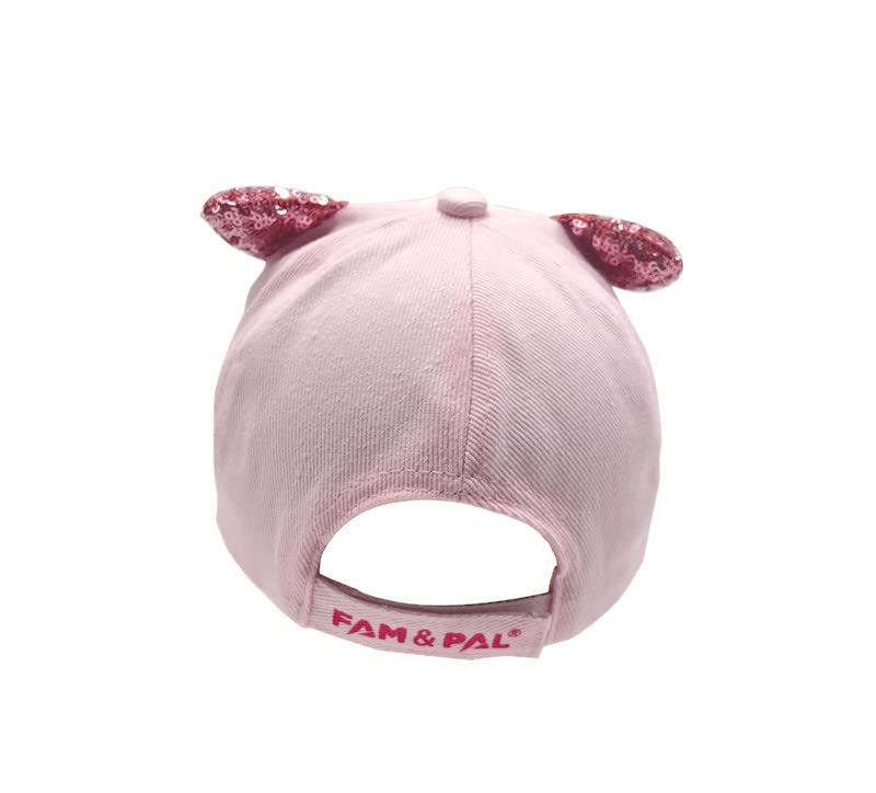 Fam and Pal I F&P Kids I Girls Baseball Summer Cap I Two adjustable Sizes I Kids Sunshade Hat I Pink Sequins I Kitty Face I Metal Rings I Brand Quality I 4-9 Years (52-55 cm) & 10-14 Years (55-58 cm).