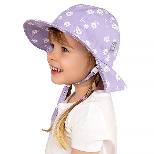 JAN & JUL Adjustable Toddler Sun-Hat with UV Protection (L: 2-5 Years, Purple Daisy)