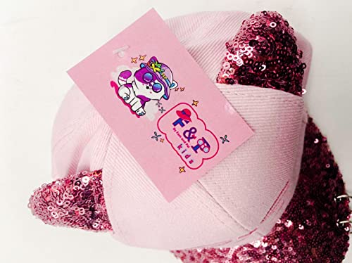 Fam and Pal I F&P Kids I Girls Baseball Summer Cap I Two adjustable Sizes I Kids Sunshade Hat I Pink Sequins I Kitty Face I Metal Rings I Brand Quality I 4-9 Years (52-55 cm) & 10-14 Years (55-58 cm).