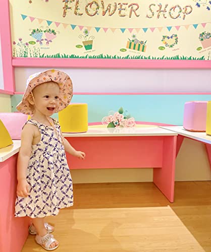 LACOFIA Baby Girls Sun Hat UPF 50+ UV Protection Toddler Cotton Beach Hat Infant Wide Brim Summer Visor Cap with Adjustable Chin Strap Pink Flowers 2-5 Years