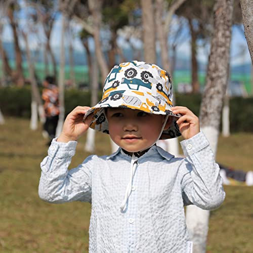 FenFang Toddler Bucket Sun Hat, Kids Summer Fisherman Hats for Baby Infant Boys Girls, Wide Brim Beach Cap, Dinosaur Fisher Hat with Adjustable Chin Strap 1 2 3 4-8 Years (2-4 Years, White)