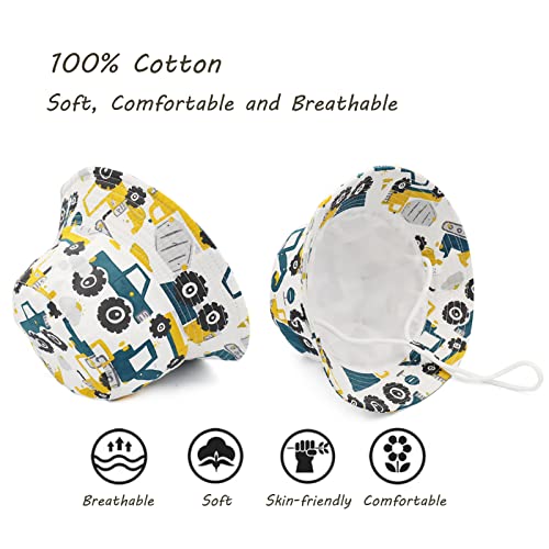FenFang Toddler Bucket Sun Hat, Kids Summer Fisherman Hats for Baby Infant Boys Girls, Wide Brim Beach Cap, Dinosaur Fisher Hat with Adjustable Chin Strap 1 2 3 4-8 Years (2-4 Years, White)