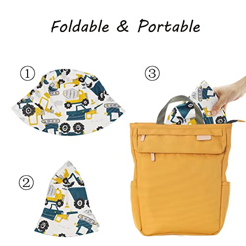 FenFang Toddler Bucket Sun Hat, Kids Summer Fisherman Hats for Baby Infant Boys Girls, Wide Brim Beach Cap, Dinosaur Fisher Hat with Adjustable Chin Strap 1 2 3 4-8 Years (2-4 Years, White)