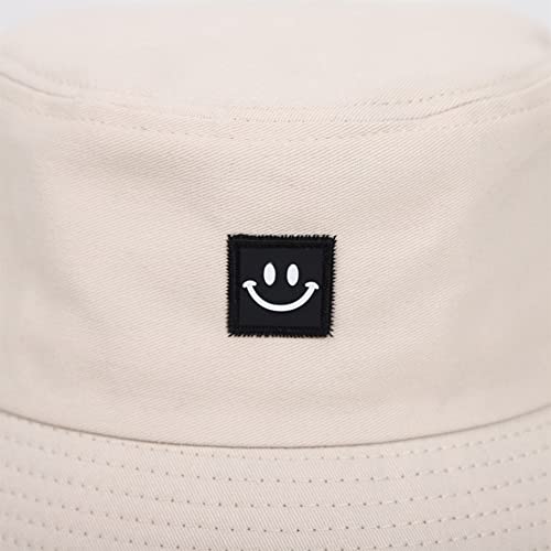 imKutie Kids Smile Face Sun Hat, UPF 50+ Toddler Boys Girls Summer Bucket Hat Wide Brim Unisex Beach Hats Caps for 2-8 Years Beige