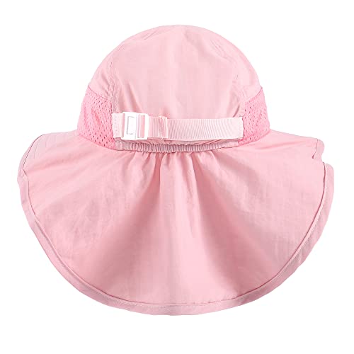 MASOCIO Girls Sun Hat Toddler Kids Baby Summer Bucket Hats Cap Girl Adjustable Chin Strap Age 3 4 5 6 Years Pink