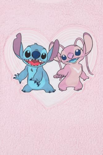 Disney Girls Lilo and Stitch, Stitch and Angel Luxury Fleece Long Pyjama Set (8-9 Years) Pink