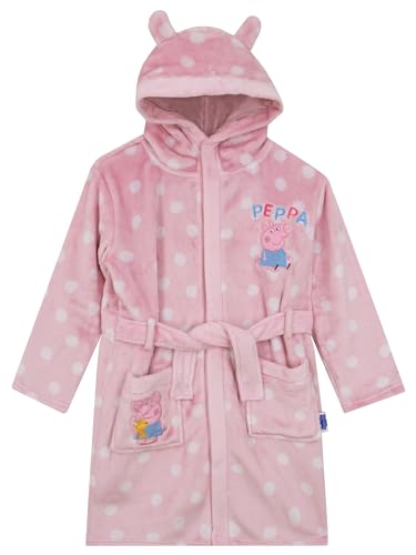 Peppa Pig Dressing Gown | Fluffy Fleece Girls Dressing Gown | Hooded Girls Bathrobe With 3D Ears | Pink | 3-4 Years