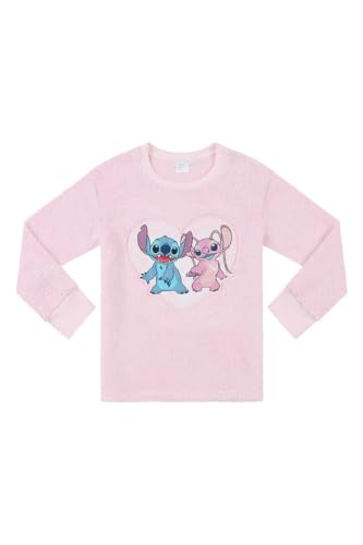 Disney Girls Lilo and Stitch, Stitch and Angel Luxury Fleece Long Pyjama Set (8-9 Years) Pink