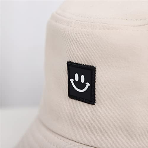 imKutie Kids Smile Face Sun Hat, UPF 50+ Toddler Boys Girls Summer Bucket Hat Wide Brim Unisex Beach Hats Caps for 2-8 Years Beige