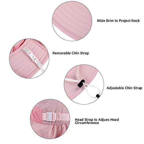 MASOCIO Girls Sun Hat Toddler Kids Baby Summer Bucket Hats Cap Girl Adjustable Chin Strap Age 3 4 5 6 Years Pink