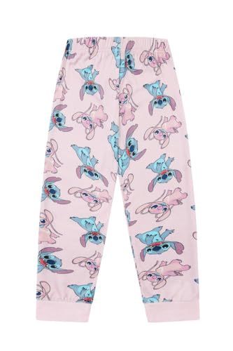 Disney Girls Lilo and Stitch, Stitch and Angel Luxury Fleece Long Pyjama Set (8-9 Years) Pink