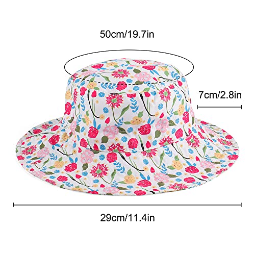 LACOFIA Toddler Baby Sun Hat Kids Girl's Summer Bucket Hat Wide Brim for Outdoor Swim Beach Pool Adjustable Rose 6-24 Months