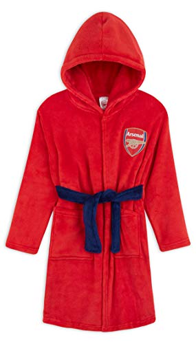 Arsenal F.C. Boys Dressing Gown, Football Kids Fleece Hooded Robe Age 3-14 (Red, 13-14 Years)