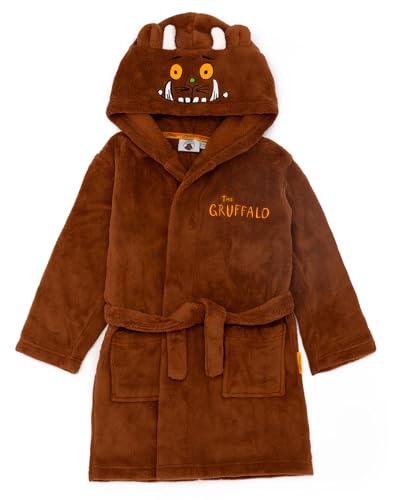 Gruffalo Kids Hooded Bathrobe | Brown Costume Dressing Gown For Boys & Girls | Cosy Story Book Fleece Loungewear Bathrobe | Cute Nightwear Apparel Gift for Children & Toddlers