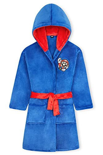 Super Mario Boys Dressing Gown, Kids Fleece Hooded Dressing Gown 4-14 Years (Blue, 11-12 Years)