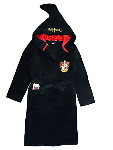 Harry Potter Boys or Girls Hooded Bathrobe, Dressing Gown, Black, Age 7-8 Years