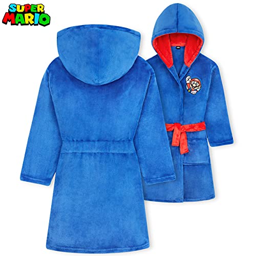 Super Mario Boys Dressing Gown, Kids Fleece Hooded Dressing Gown 4-14 Years (Blue, 11-12 Years)