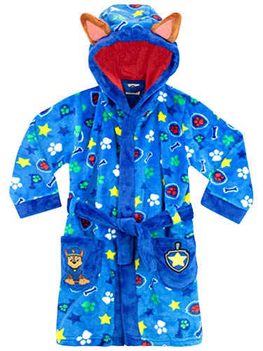 Paw Patrol Dressing Gown | Chase Dressing Gowns for Kids | Hooded Boys Fleece Robe Blue Age 7 to 8 Years