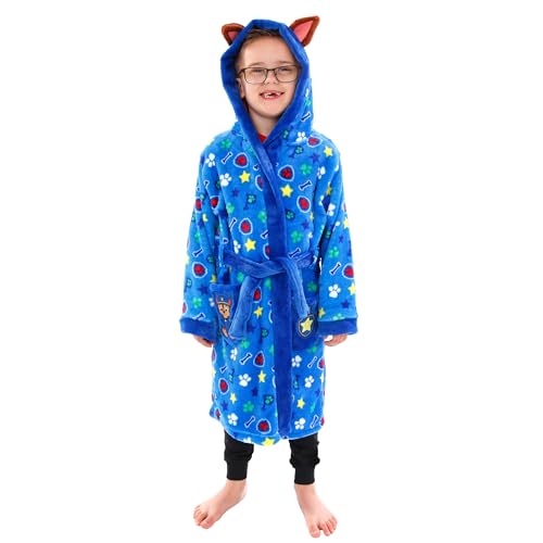 Paw Patrol Dressing Gown | Chase Dressing Gowns for Kids | Hooded Boys Fleece Robe Blue Age 7 to 8 Years
