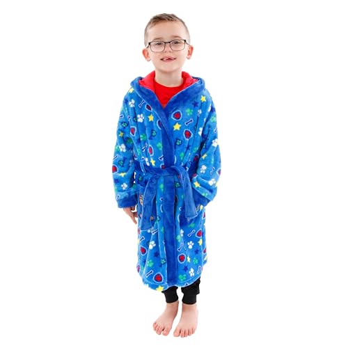 Paw Patrol Dressing Gown | Chase Dressing Gowns for Kids | Hooded Boys Fleece Robe Blue Age 7 to 8 Years