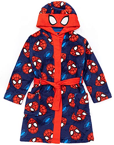 Marvel Spider-Man Dressing Gown For Boys | Kids Superhero Blue Red Pyjamas Bathrobe | Comics Robe Clothing Gift