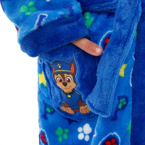 Paw Patrol Dressing Gown | Chase Dressing Gowns for Kids | Hooded Boys Fleece Robe Blue Age 7 to 8 Years
