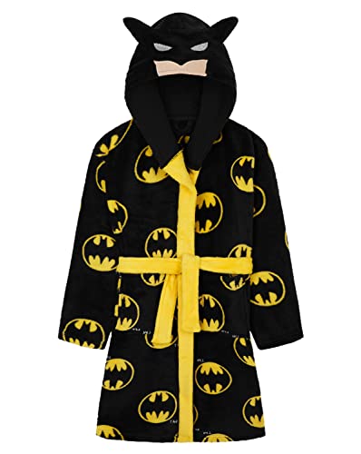 DC Comics Boys Dressing Gown Kids Hooded Fleece Batman Robe (11-12 Years, Black)