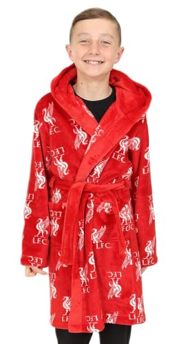 Liverpool F.C. Boys Official Dressing Gown Fleece Hooded Kids Robe (11-12 Years)