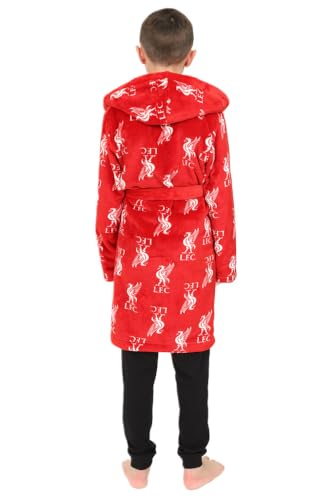 Liverpool F.C. Boys Official Dressing Gown Fleece Hooded Kids Robe (11-12 Years)