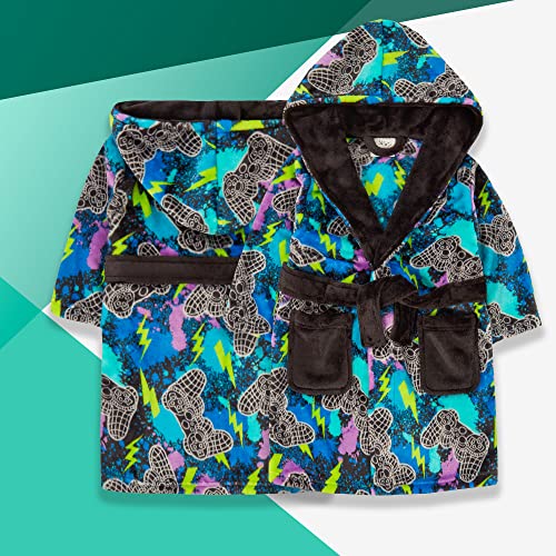 Metzuyan WS-AW22 Kids Boys Game Dressing Gown Gaming Printed Bathrobe Tie Dye Nightwear 11-12 Years
