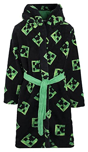 Minecraft - Dressing Gown - Kids Fleece Hooded Dressing Gown with Creeper Design Official Merchandise - Boys Dressing Gowns for Kids - Boys' Sleepwear & Robes - Age 9-10 Years