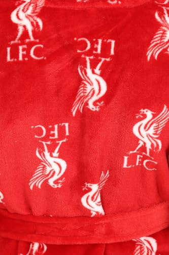 Liverpool F.C. Boys Official Dressing Gown Fleece Hooded Kids Robe (11-12 Years)