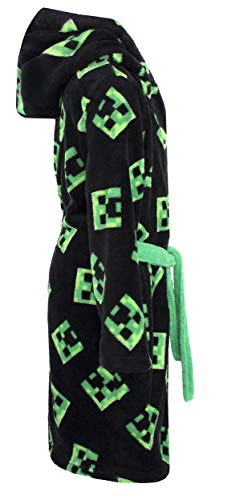 Minecraft - Dressing Gown - Kids Fleece Hooded Dressing Gown with Creeper Design Official Merchandise - Boys Dressing Gowns for Kids - Boys' Sleepwear & Robes - Age 9-10 Years