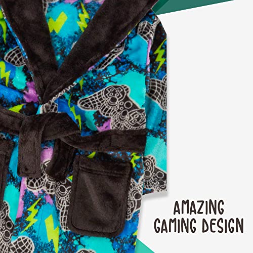 Metzuyan WS-AW22 Kids Boys Game Dressing Gown Gaming Printed Bathrobe Tie Dye Nightwear 11-12 Years