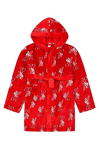 Liverpool F.C. Boys Official Dressing Gown Fleece Hooded Kids Robe (11-12 Years)
