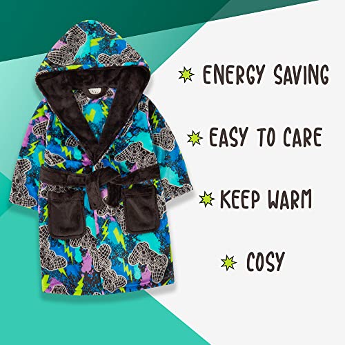 Metzuyan WS-AW22 Kids Boys Game Dressing Gown Gaming Printed Bathrobe Tie Dye Nightwear 11-12 Years