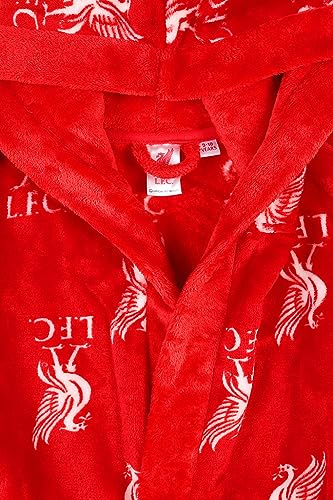 Liverpool F.C. Boys Official Dressing Gown Fleece Hooded Kids Robe (11-12 Years)