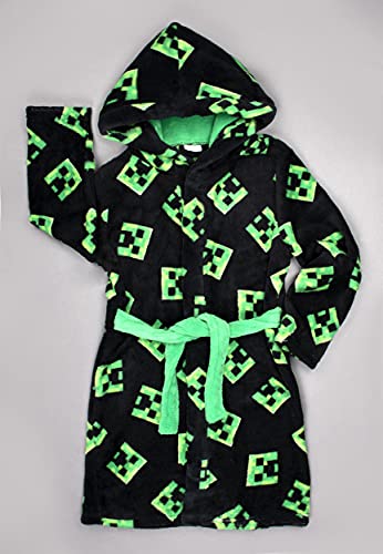 Minecraft - Dressing Gown - Kids Fleece Hooded Dressing Gown with Creeper Design Official Merchandise - Boys Dressing Gowns for Kids - Boys' Sleepwear & Robes - Age 9-10 Years